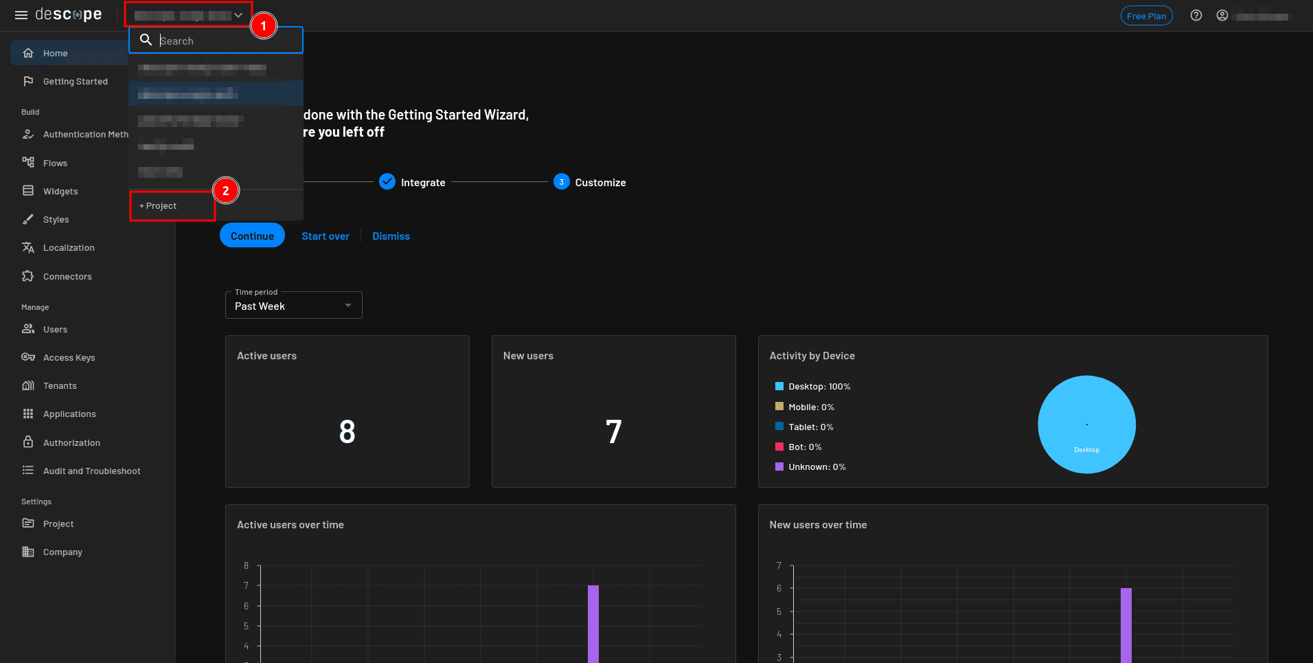 Creating a new project on Descope