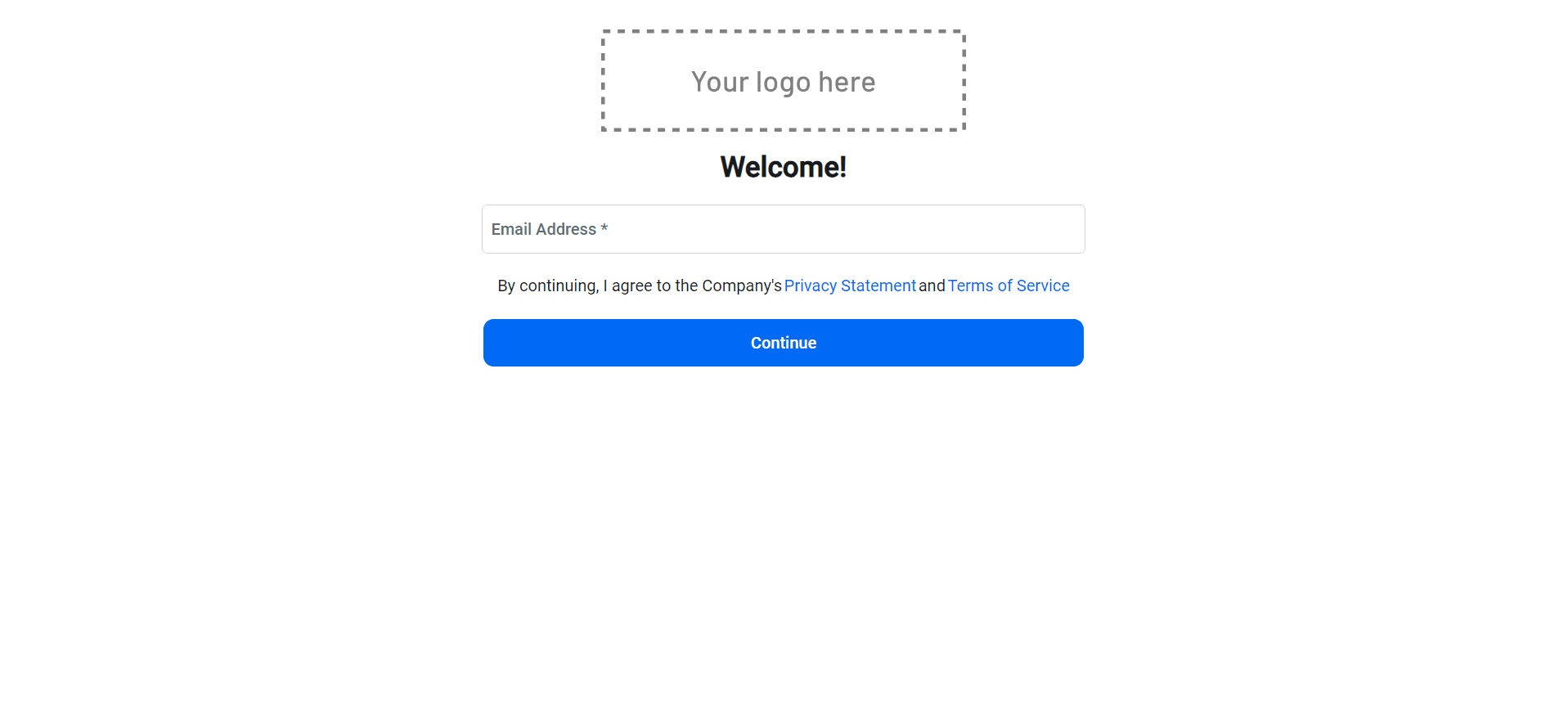 Login screen