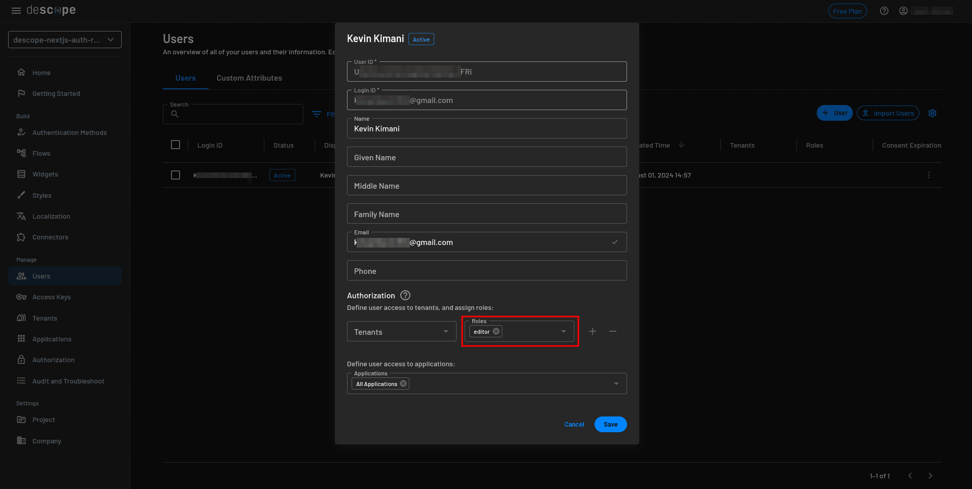 Fig: Assigning editor role