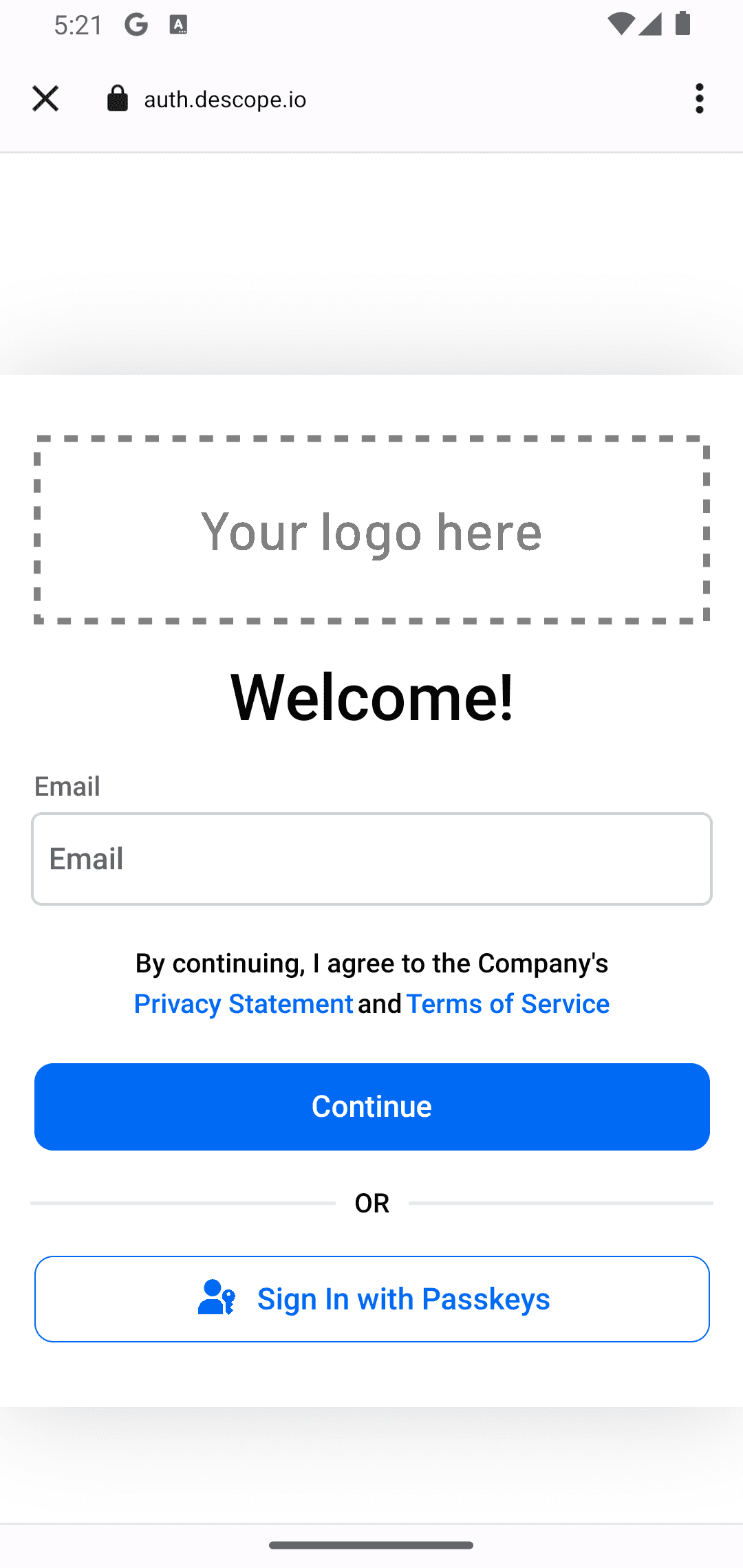 Descope react native auth screen demo