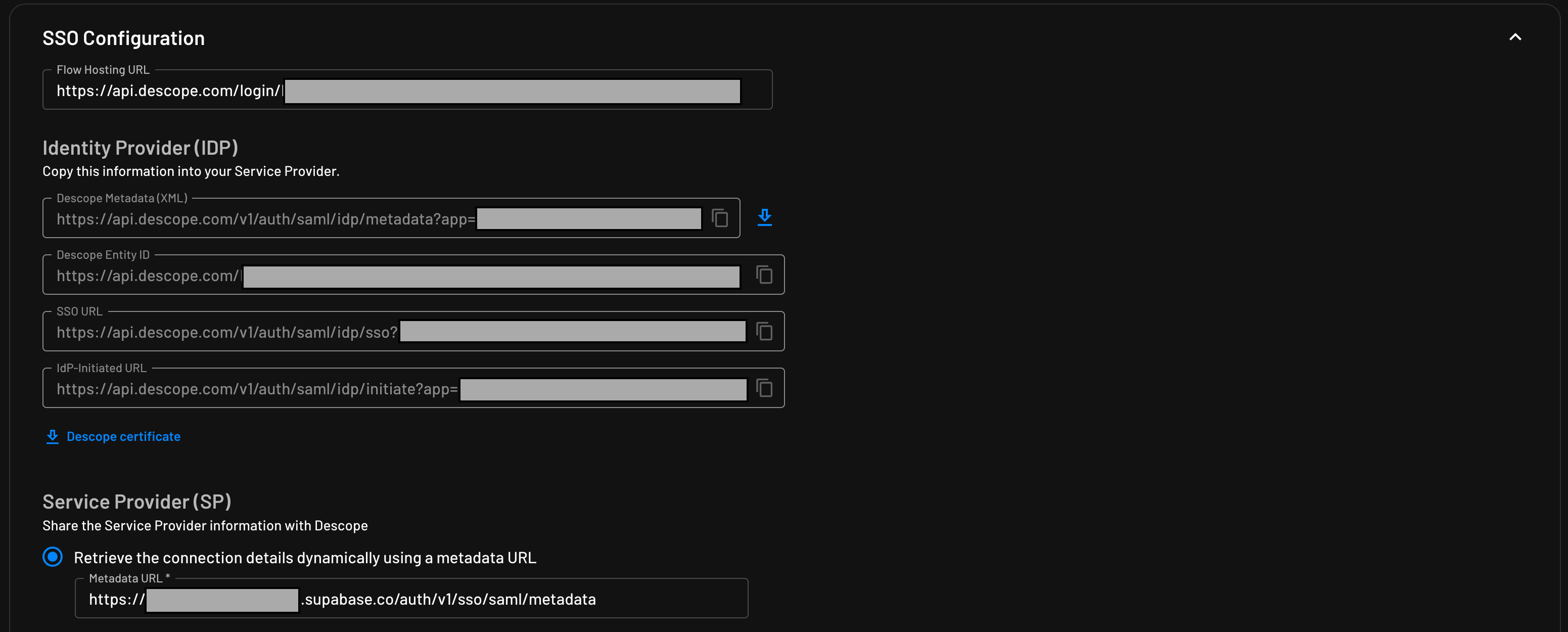 Configuring the Service Provider in Descope