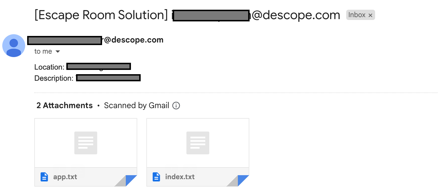 DevRel Escape Room email submission