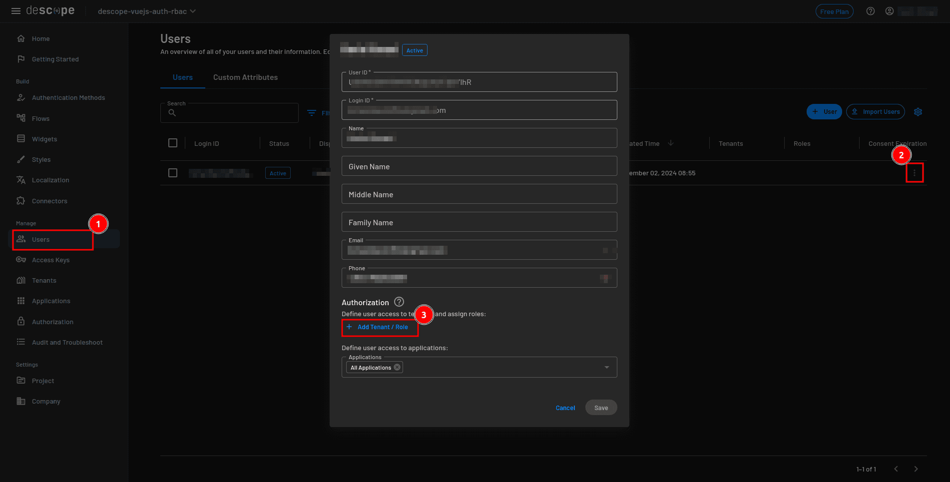 Editing user details