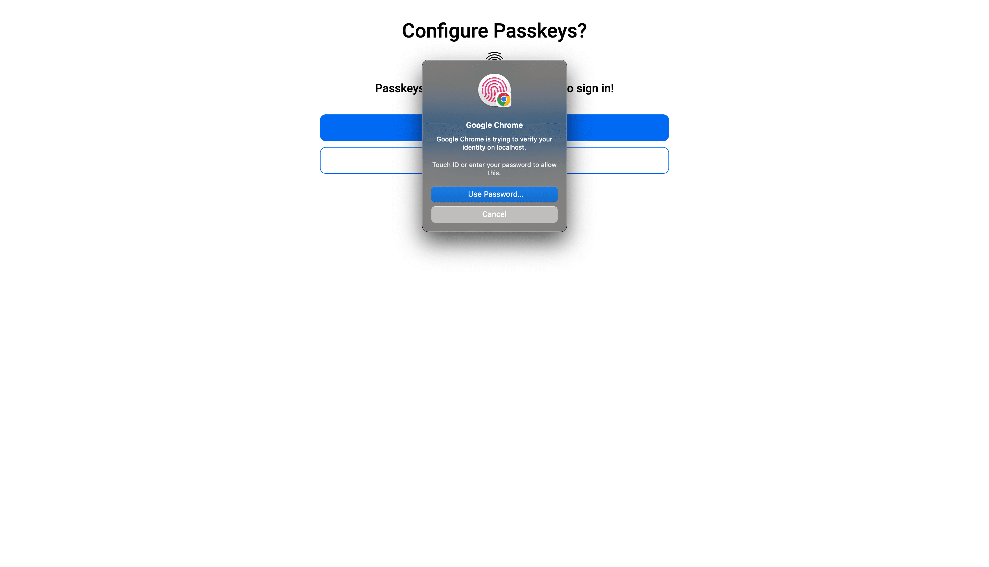 Passkeys tutorial app screen 4