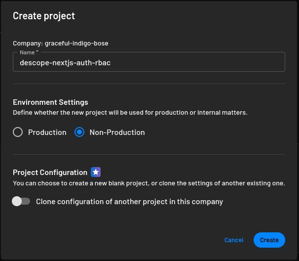 Fig: Creating a new project