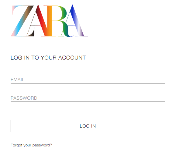 Example of password authentication required by Zara