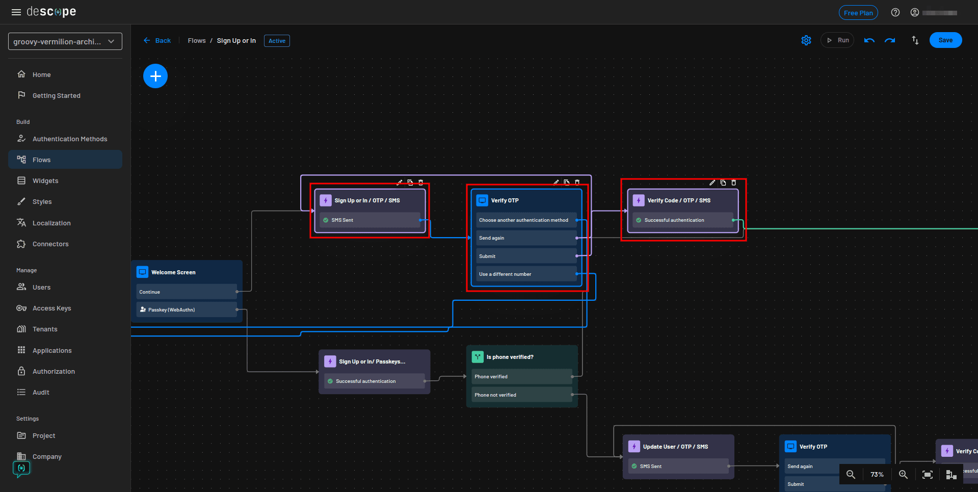 Descope react native flows OTP delete