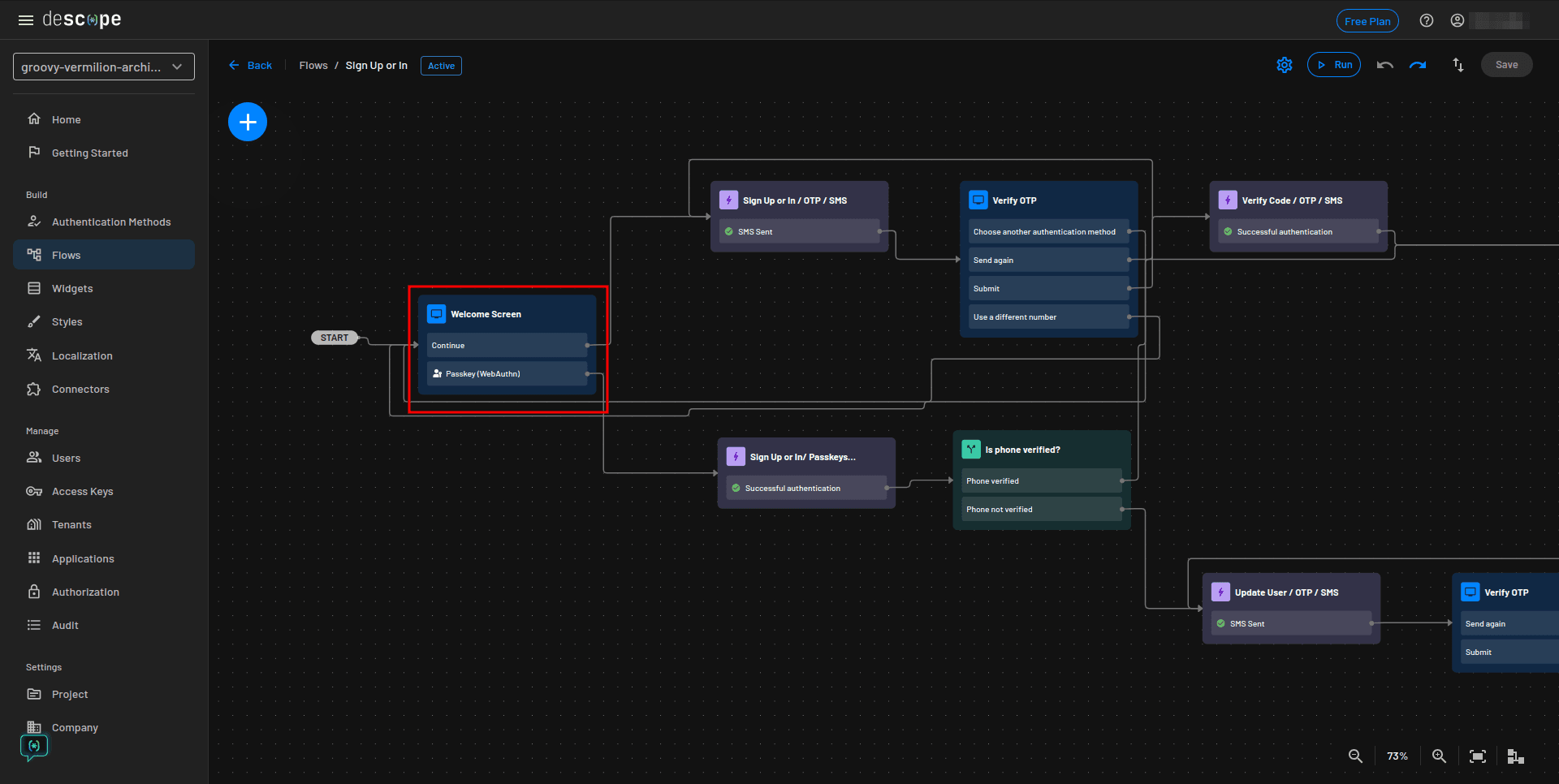 Descope react native flows welcome screen