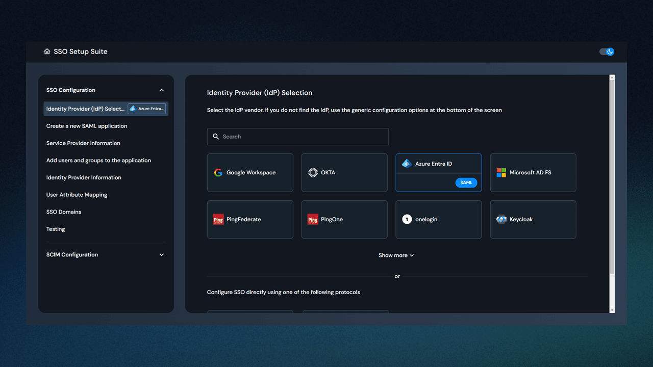 SSO setup suite screenshot 16 9 2