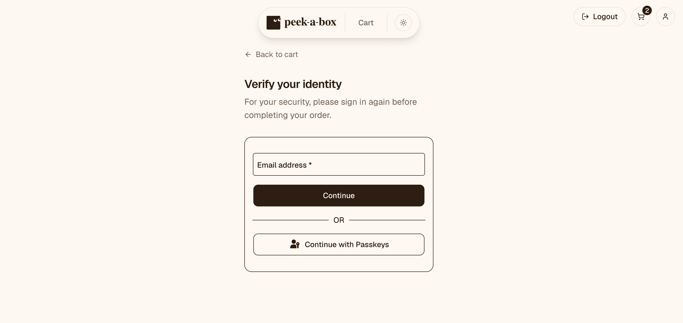 Fig: An example of step-up authentication before allowing checkout to complete