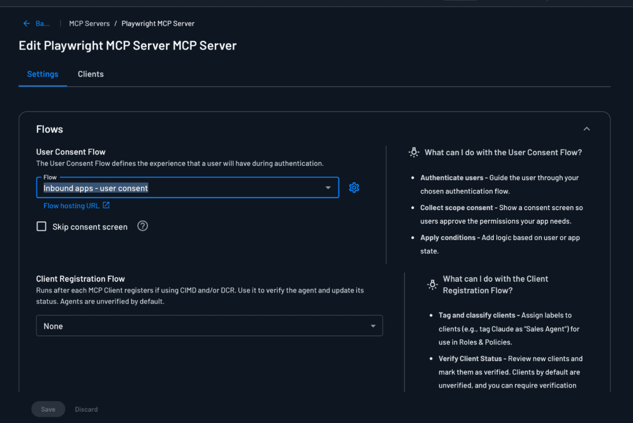 Fig: Selecting the built-in consent flow