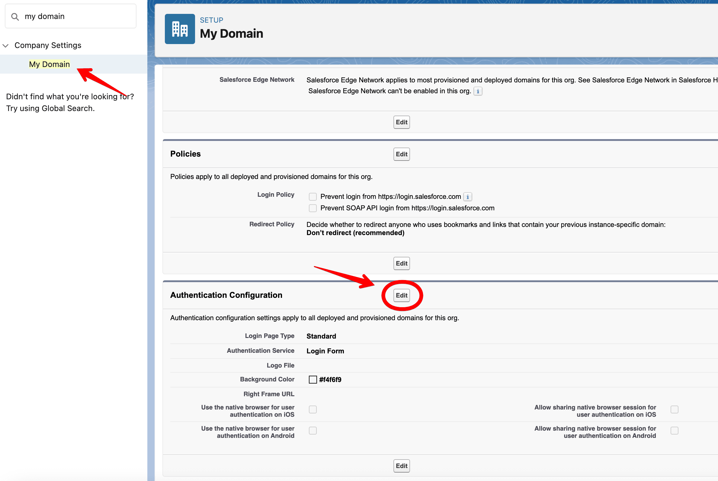 authentication configuration