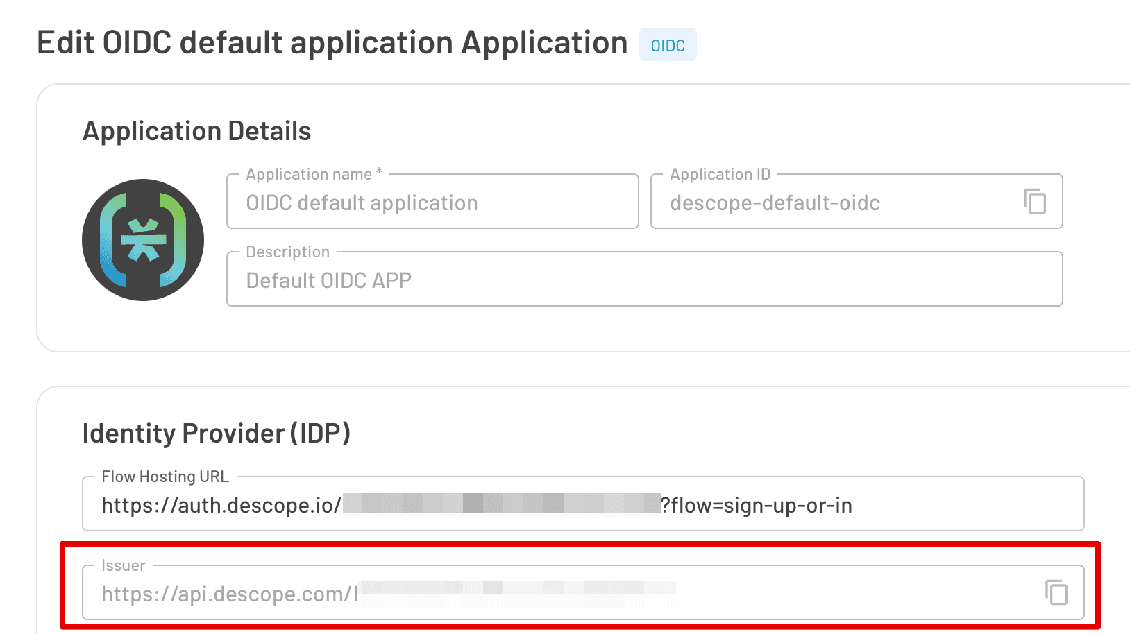 Where the Issuer URL is located in the Descope Console