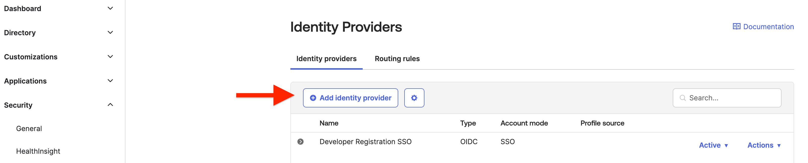 Fig: Adding an Identity Provider