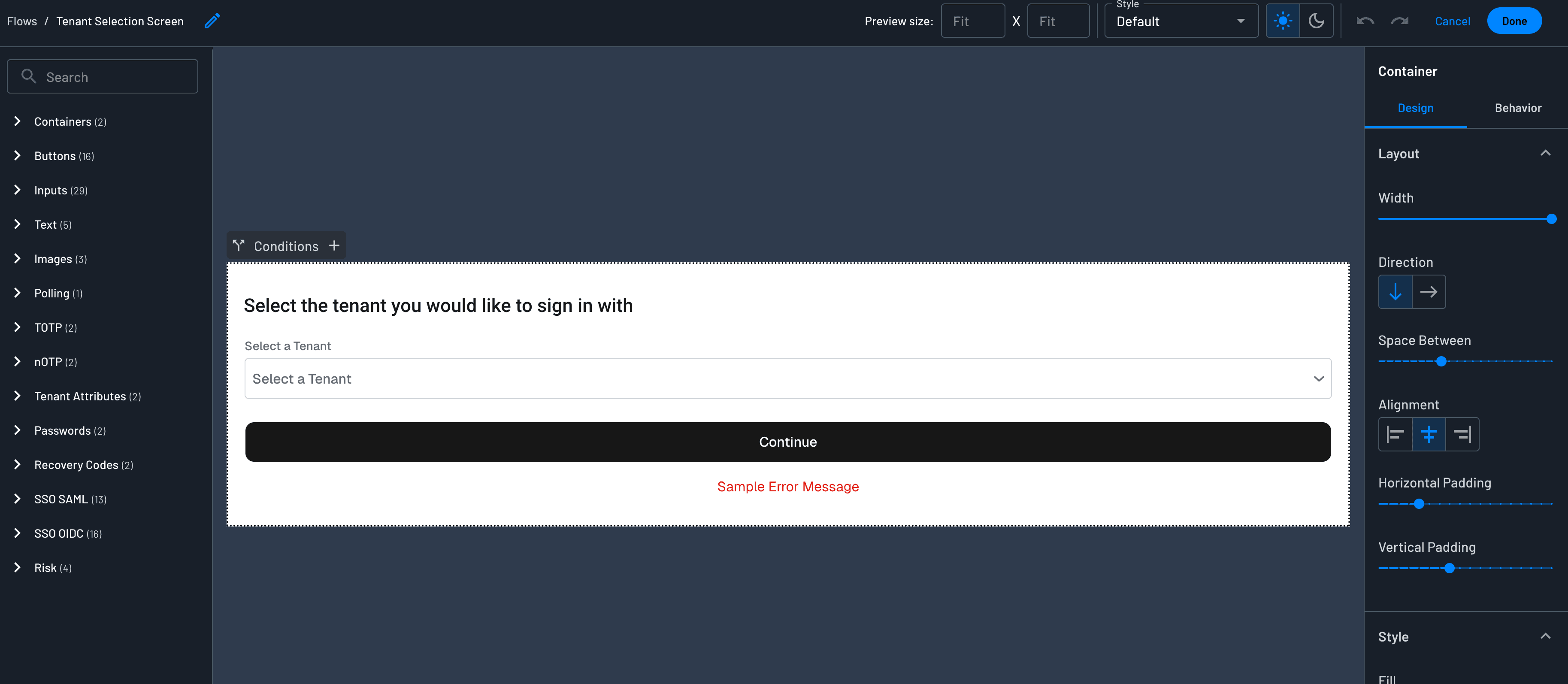 Fig: Selecting which tenant the token will represent