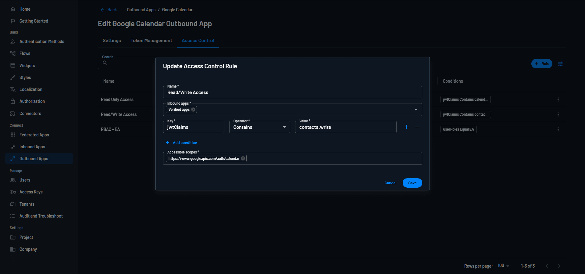 Verified AI agent access control rule